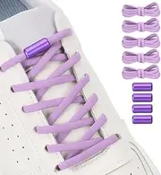 [uxcell] No Tie Shoelaces Tieless Elastic Shoe Laces Replacement, 39" with 4 Metal Locks Buckles Fit for Adults Sneakers Canvas Shoes (5Pcs, Purple)