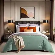 Premium Ranforce Double Quilt Cover (200 x 200 cm) - 100% Cotton, Green, Button Closure, 145 Thread Count, Machine Washable at 30°C, Ideal for Cosy Bedrooms