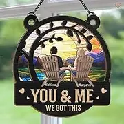 Personalized Couple Suncatcher for Windows - Acrylic Hanging Decoration, Long Distance Friendship Gift - 'You and Me We Got This'