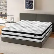 Audreamy Double Mattress Athens 34cm Euro Top Hybrid - 7-Zone Pocket Spring & Memory Foam, Medium Firm, Enhanced Edge Support, Breathable Cooling Vacuum Packed in a Box