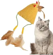 Cat Chew Toy - Plush Interactive Cat Toys with Feather - Scratch Resistant Kitten Enrichment Supplies for Boredom Relief Training Play