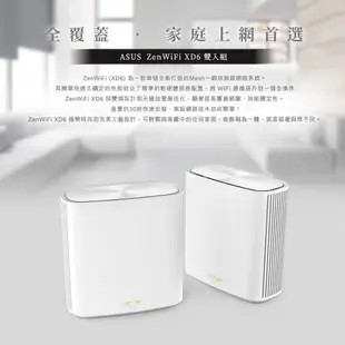 ASUS 華碩 ZenWiFi XD6/XD6s 雙入組 AX5400 Mesh 雙頻WiFi 6 網狀無線路由器