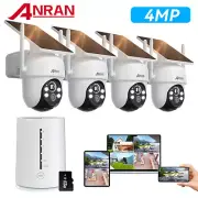 ANRAN 4MP Solar Wireless Security Camera System Outdoor PTZ Battery Camera 64GB
