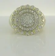 1.30 Ct Natural Diamond Cluster Halo Engagement Ring For Mens 10K Yellow Gold