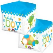 Baby Boy Cubez Blue Foil 15" Mylar Balloon Shower Unique Shape Party Decoration