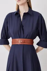 Leather Buckle Trim Belt