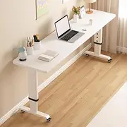 CUPKEE Mobile Bed Desk, Overbed Table with 360° Wheels, Standing Workstation Laptop Cart, Dining Table Computer Desk for People Work and Study at Home,50cm,210cm