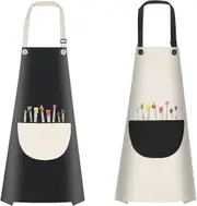 2Pcs Kids Art Aprons, Adjustable Toddler Childrens Painting Apron with Pockets