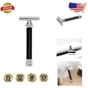 Solingen-Made Black Long Handle Safety Razor - Close, Irritation-Free Shave