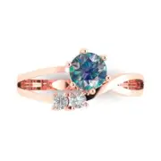 0.96 ct Round Cut Moissanite Gemstone Three-Stone Promise Ring Rose Gold