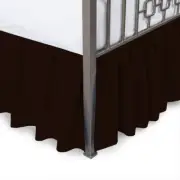 Ruffled Bed Skirt with Split Corners King Chocolate 18inch Drop 100%Cotton 600TC