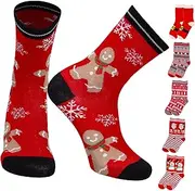 [Ipetboom] 6 Pairs Christmas Socks Festive Novelty Socks for Men Women Cute Patterns