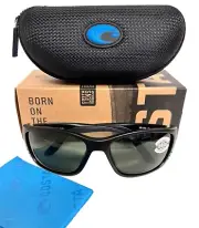 Costa Del Mar Fisch Sunglasses Matte Black Gray Polarized Glass 580G w/case NWT