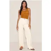 Butter Yellow High Rise Split Hem Boyfriend Jeans, Ecru