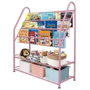 Metal Kids Pink Bookshelf Freestanding for Children Girls Room 32 inches