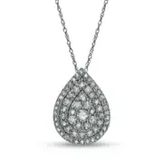 0.75 CT. T.W. Composite Natural Diamond Teardrop Pendant in 10K White Gold