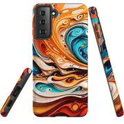 For Samsung Galaxy S21 Tough Protective Cover, Swirling Gold