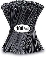 Lhelca Black Self-Locking Zip Ties, 12 Inch, Nylon, UV Resistant, Heavy Duty (100 Pack)