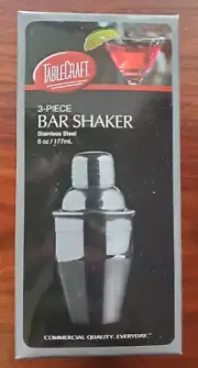 TableCraft 3 Piece Bar Shaker Set Stainless Steel 6 oz. Commercial Quality 177ml
