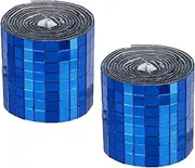 [uxcell] Self Adhesive Glass Mirror Mosaic Tiles 3200 Pcs 5 x 5 mm Disco Tiles for Craft Decoration Glass Mirror Disco Ball Blue 2 Pcs