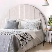 Furb Bed Headboard Double Beds Head Frame Base Upholstered Modern Arch Shape Beds Headboards Bedroom Furniture Freestanding for Home Bedroom, White