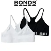 2 Pack Bonds Girls Kids Sports Seamless Racer Black White Back Crop Top Bra