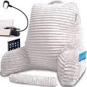 Homie Reading Pillow with Wrist Support, Has Arm Rests, and Back Support for Bed Rest, Lounging, Reading, Working on Laptop, Watching TV (White)