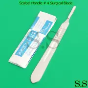 10 STERILE SURGICAL BLADES #21 #24 WITH FREE SCALPEL KNIFE HANDLE #4