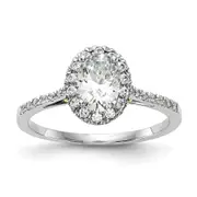 1.00ct. CZ Solid Real 14k Two-tone Oval Halo Engagement Ring