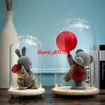爆款﹤玻璃罩﹤ 促銷肖戰簽名創意擺件手辦 盲盒 玻璃罩ROSEONLY兔子玩偶禮物激刻字500
