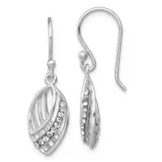 Sterling Silver Rhodium-Plated Crystal Shepherd Hook Earrings
