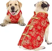 LEIFIDE New Year Cat Dog Knot Buttons Costume Cheongsam Winter Pet Clothes Vest of The Tang Dynasty Coat for Cats Chinese Style Clothing for Small Medium Pets