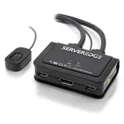 SERVEREDGE 2-Port USB / DisplayPort Cable KVM Switch With Audio & Remote-4K