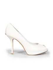 White Patent Leather Peep-Toe Platform Heels