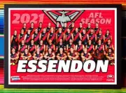 Framed 2021 ESSENDON BOMBERS AFL Poster - 84cm x 59.5cm x 3cm