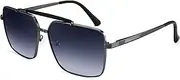 [FEISEDY] Classic Square Polarized Aivator Sunglasses Mens Womens UV400 Protection Big Double Bridge Sun Glasses