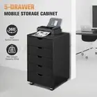 5 Drawer File Cabinet Mobile Filing Document Organiser Chest Cupboard Black