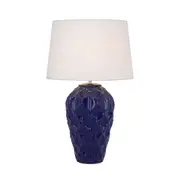 MADRID Table Lamp Blue Ceramic / White Fabric - MADRID TL-BLWH