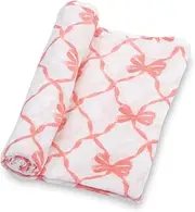 LollyBanks Swaddle Blanket | 100% Muslin Cotton | Newborn and Baby Nursery Essentials for Girls, Registry | Pink Bow Print