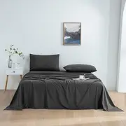 Dreamaker Ultra Soft Micro Flannel Sheet Set King Bed - Flannelette Alternative Fade & Wrinkle Resistant Warmth & Cosy Winter Bedding Sheets Flat Sheet, Fitted Sheet, Pillowcase - Charcoal