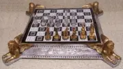 Chess Set game with Board & Storage Dawn of History Egypt Pharaohs 3" Kings NEW