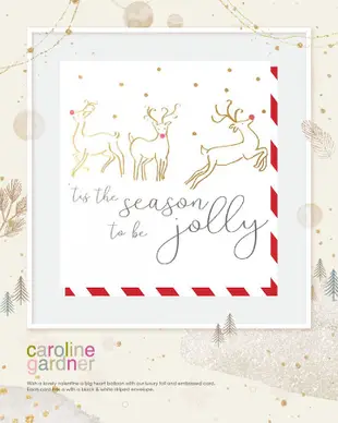caroline gardner燙金聖誕卡片/ 聖誕馴鹿
