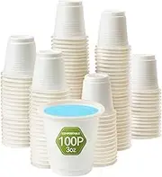 Compostable Disposable 3oz Bathroom Cups 100P Mouthwash Eco Friendly Plastic Paper Cups Biodegradable Bath Rinse Medicine Urine Cups Replace Mini Small Bathroom Cups 3 oz Paper Plastic Cup
