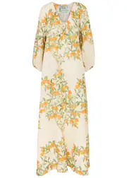 Bernadette Georgio Floral-print Linen Gown - Cream - 40 (UK12 / M) 40 (UK12 / M)