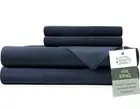 King Size Sheet Set Rayon Derived from Bamboo, Luxury Cooling Bed Navy BLUE