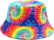 [aoozleny] Unisex Print Rainbow Double Side Wear Reversible Travel Beach Fisherman Cap Bucket Hat