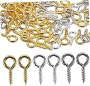 Screw Eye for DIY Jewelry Making Tightening Screw Eyelet Hooks Compact Metal Findings for Necklaces Earrings Crafts Supplies
