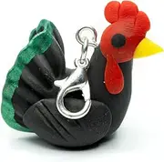 [Miniblings] Rooster Charm Pendant Chicken Gockel Stable Farm Handmade Black - Handmade Fashion Jewellery I Necklace Pendant Silver-Plated Charm Bracelet - Pendant for Bracelet, 30mm, Modelling clay