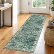 2x6 Green Blue Washable Runner Rug for Hallways, Soft Classic Kitchen Rugs wi...