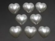 100 Pure White Acrylic Half Pearl FlatBack Heart Bead 12X12mm Scrapbook Craft